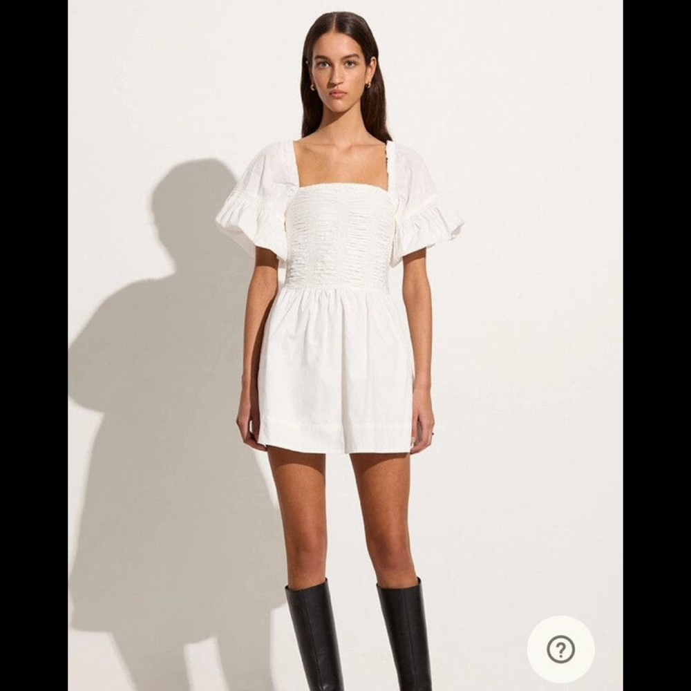 Faithfull the Brand White Puff Sleeve Mini Dress